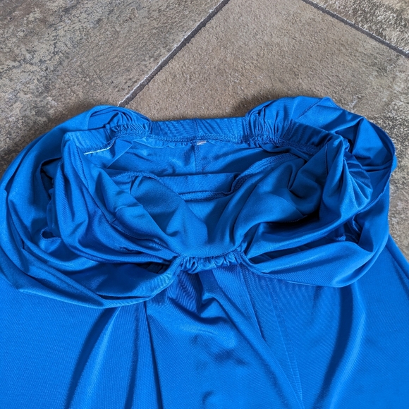 Jewel Toned Vibrant Blue Silky Party Holiday Dress Size S Blue - Picture 7 of 12